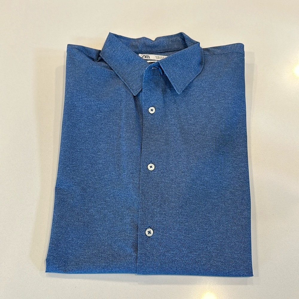 Zara Men’s Regular Fit Stretch Dress Shirt | XL | Blue